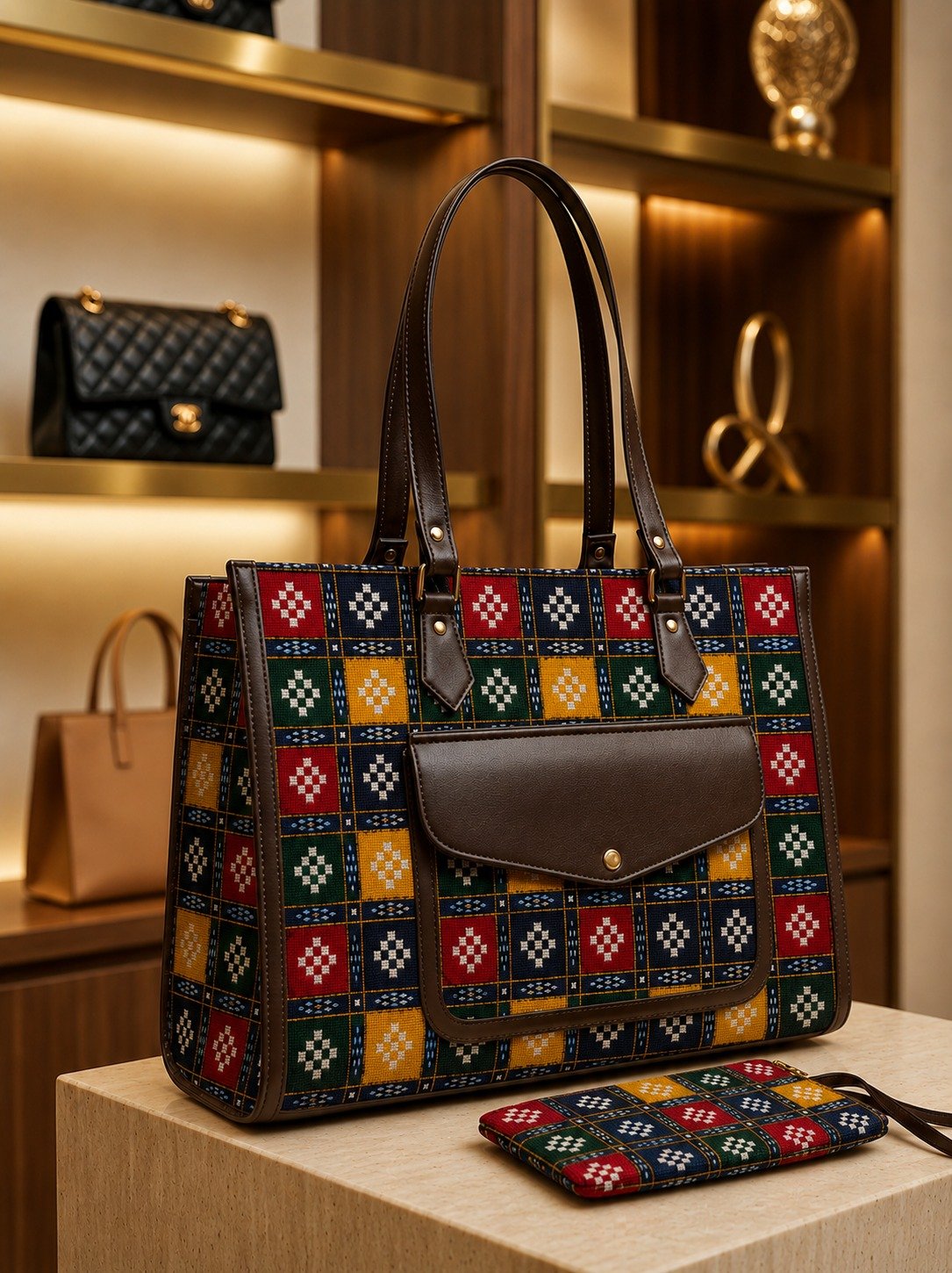 Sambalpuri-inspired pattern on jute fabric